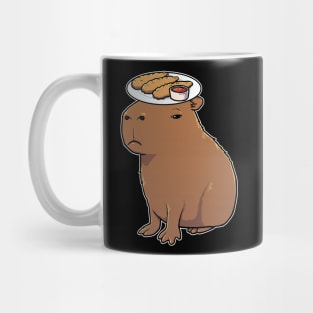 Capybara with Chicken Tenders on its head Mug